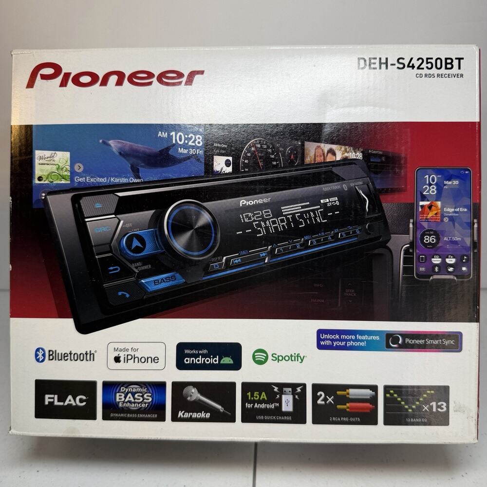 Pioneer DEH-S4250BT Bluetooth CD Receiver Single DIN USB AUX 13-Band EQ